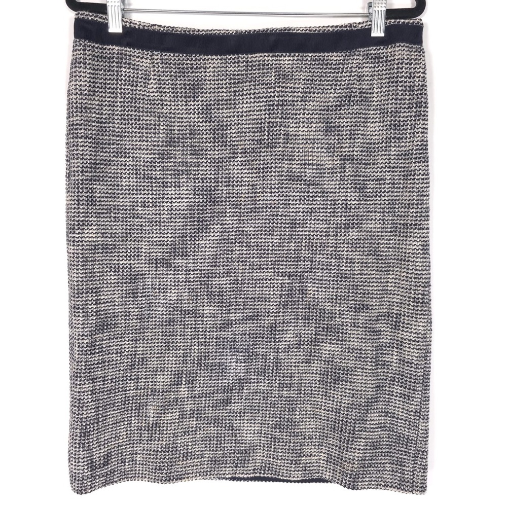 MaxMara WEEKEND Women’s Cotton Waffle KNIT‎ Straight Skirt Navy White Size US 14